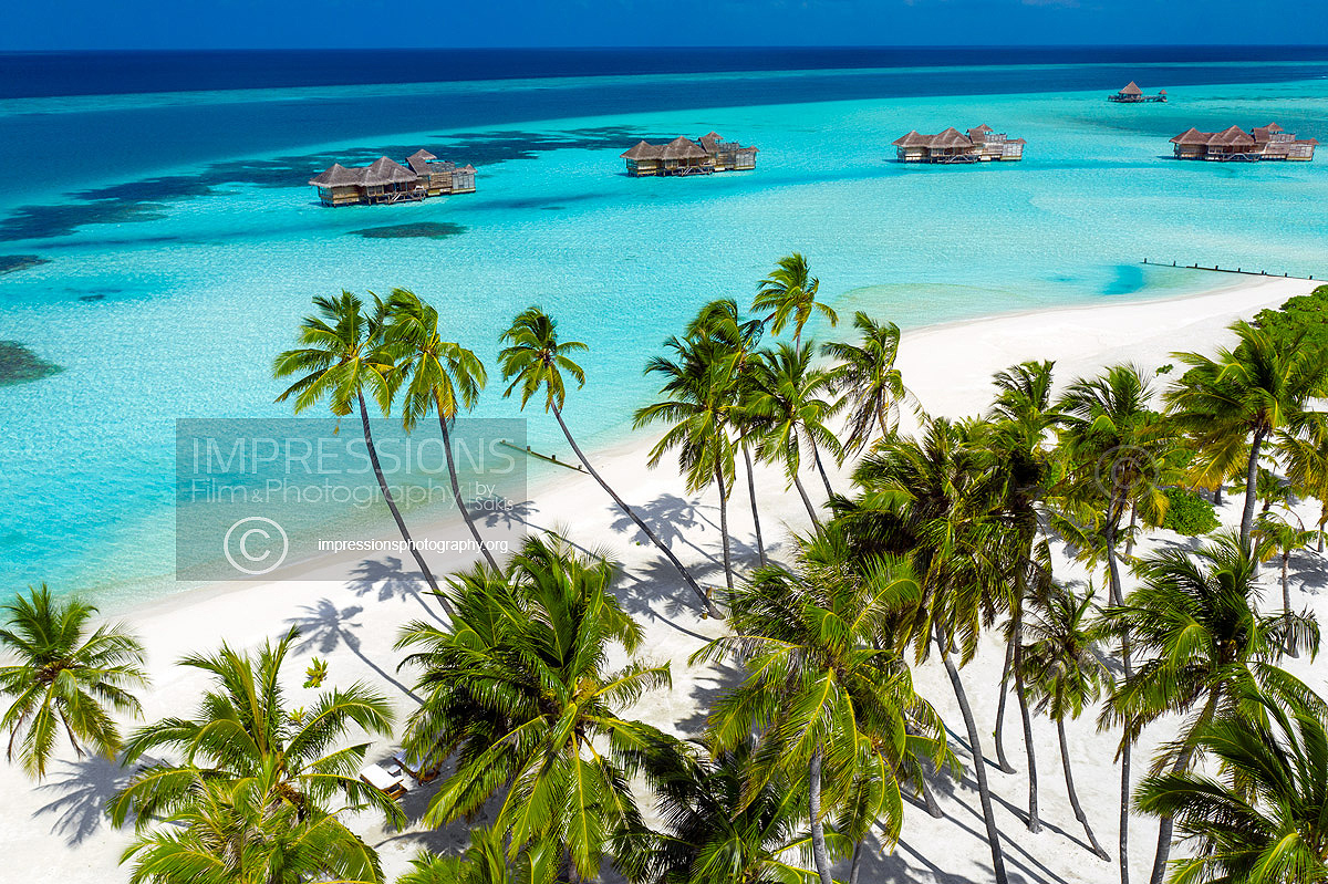 Aerial drone photography luxury hotel maldives