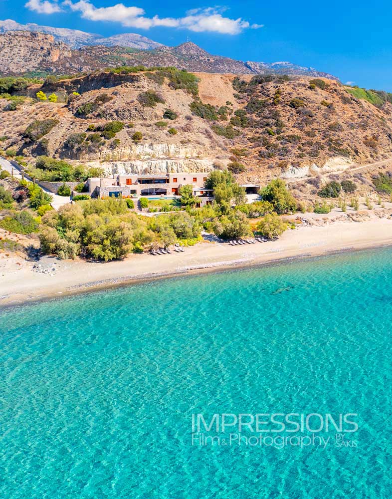 Drone photography luxury villa Crete island