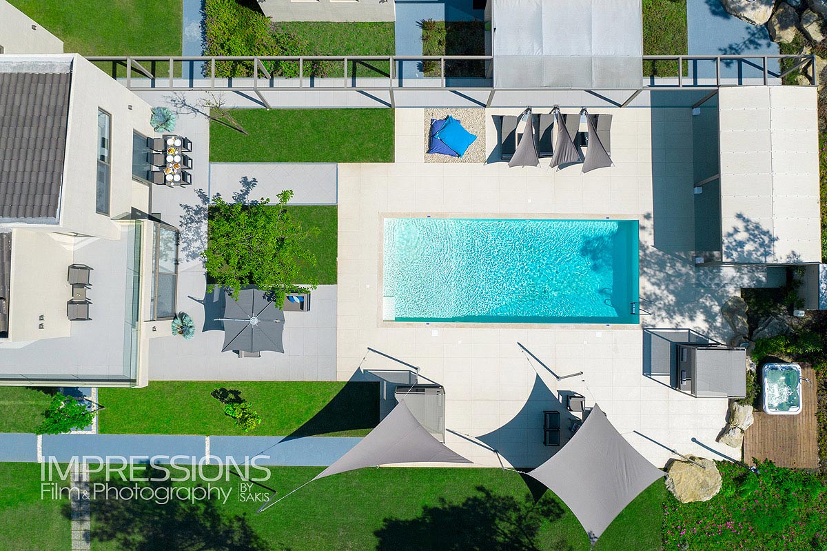 lagoon villa diaporos island drone photography chalkidiki luxury villa