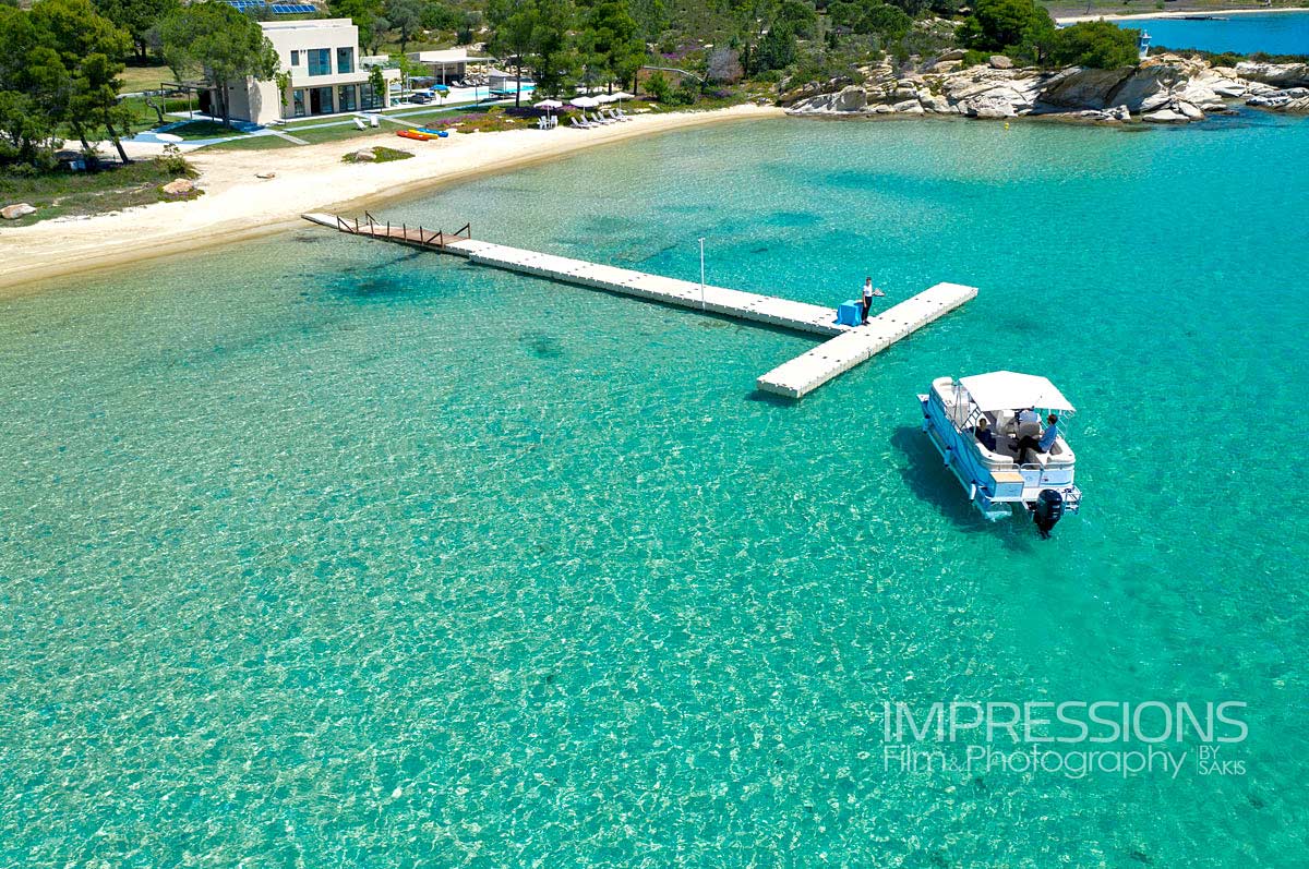 lagoon villa diaporos island drone photography chalkidiki luxury villa