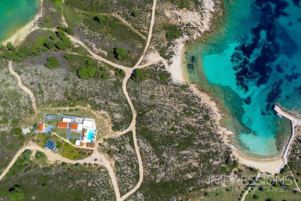 treasure cove diaporos chalkidiki luxury villa drone photography