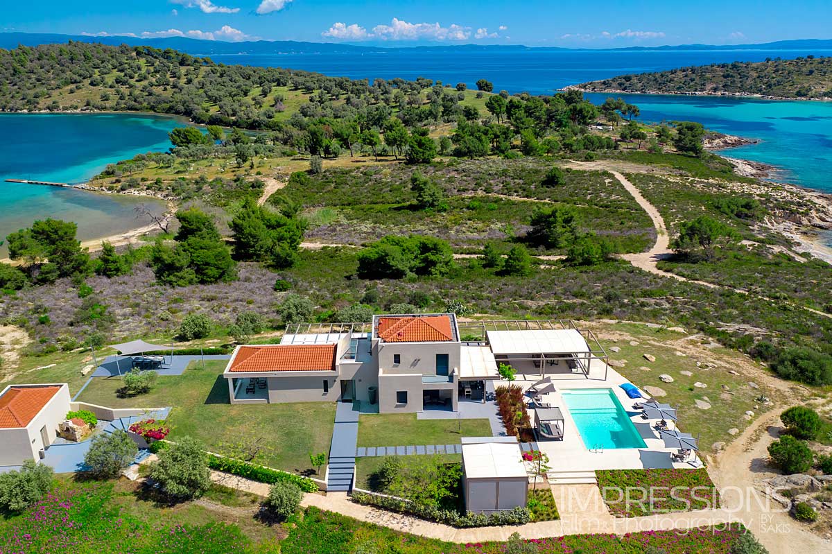 drone photography chalkidiki luxury villa treasure cove