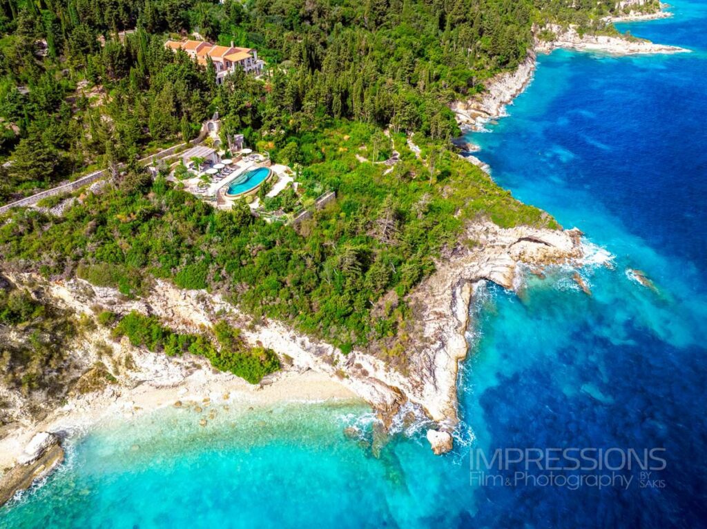 paxos villa drone photography luxury estate corfu