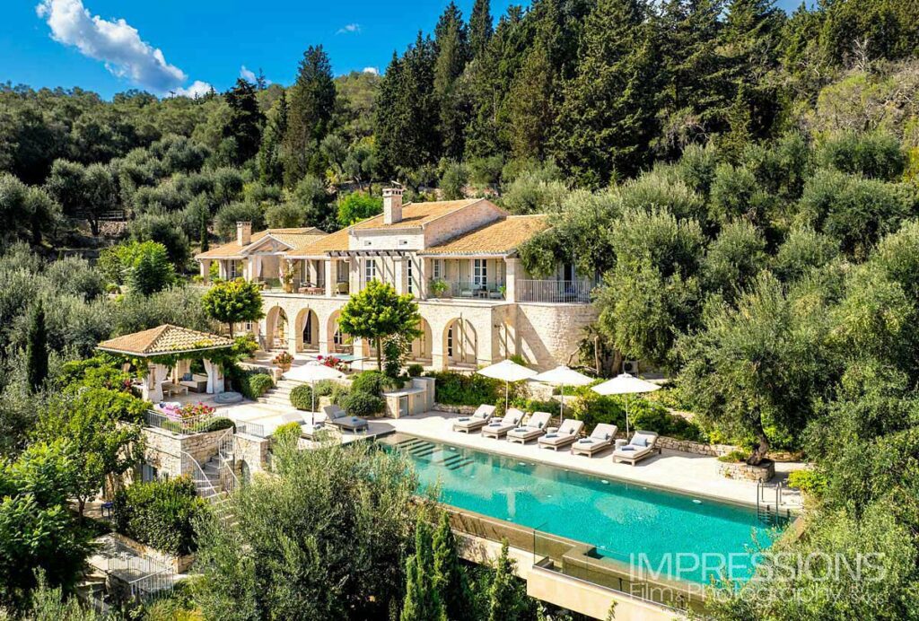 paxos villa drone photography luxury estate corfu