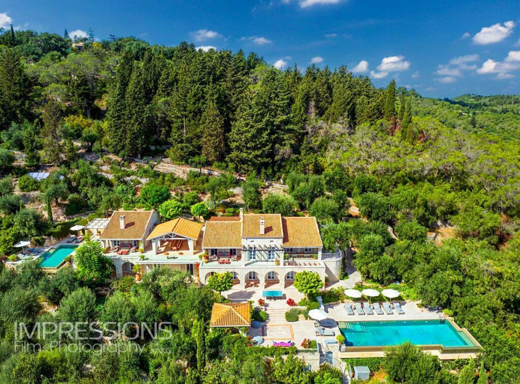 paxos villa drone photography luxury estate corfu